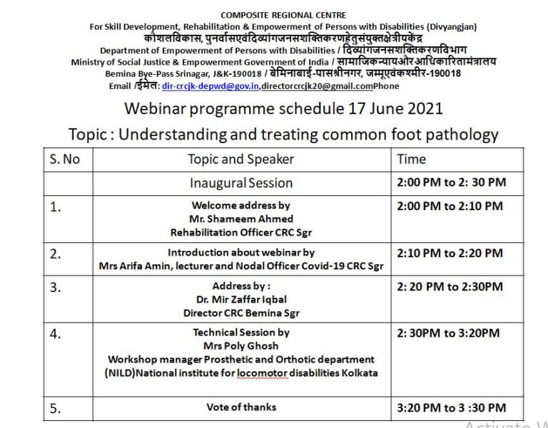 Webinar Programme schedule For 17th June 2021 On “understanding and ...